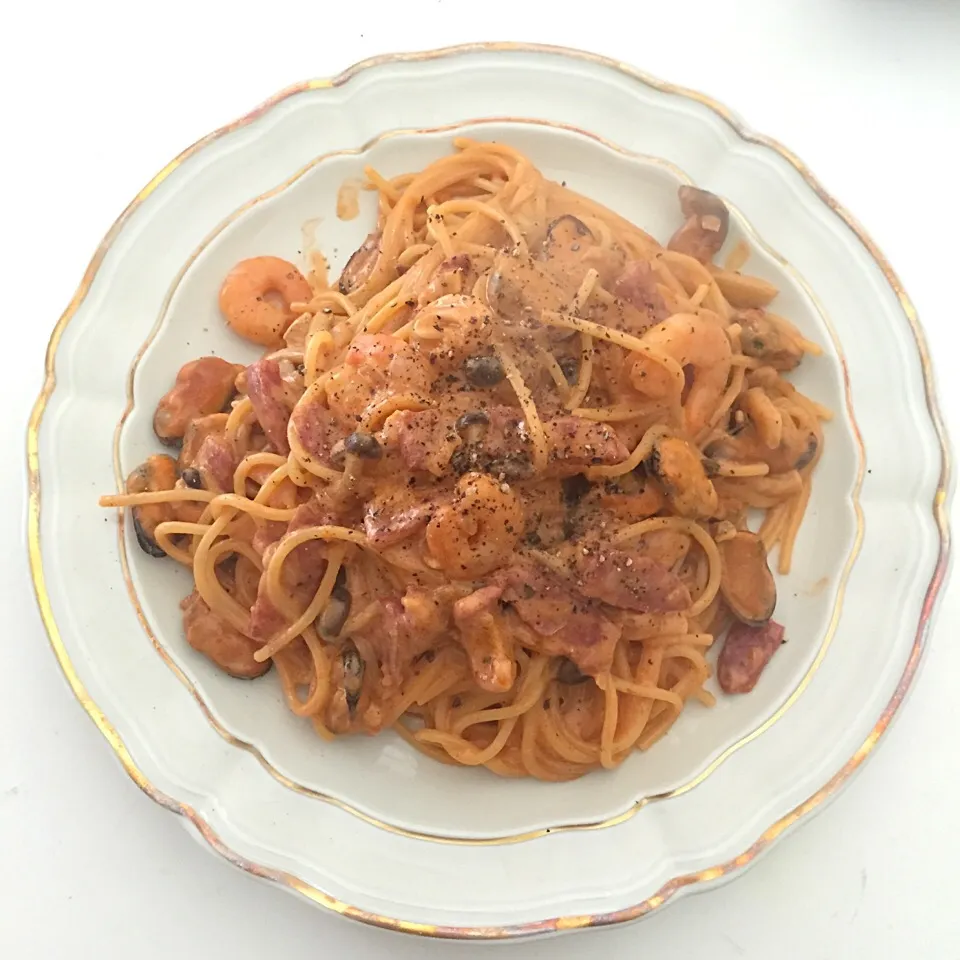 シーフードクリームスパゲッティストロガノフ風|K2さん