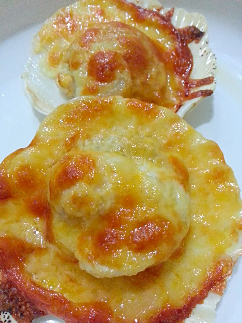 quick snack..scallop top with red cheddar and mozzarella cheese...|Wenzzさん