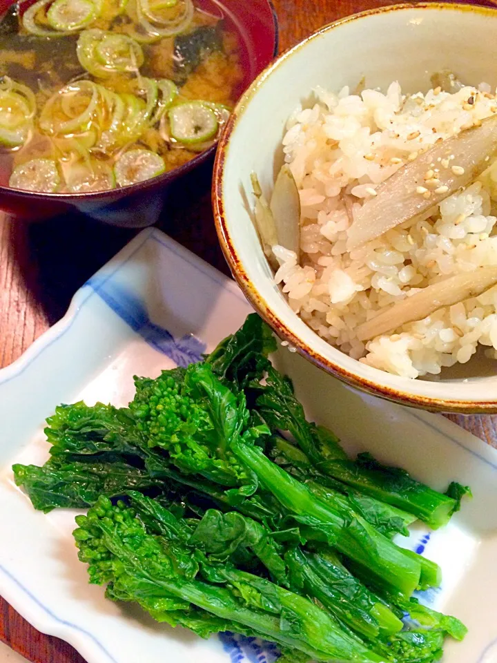 春牛蒡ご飯と菜の花お浸し|Hiromi Isonagaさん