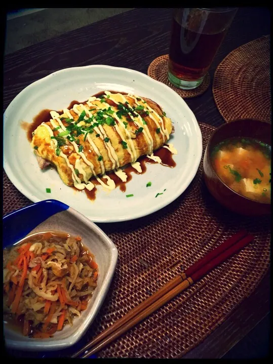 とん平焼き、切り干し大根の土佐煮|ゆかぴさん