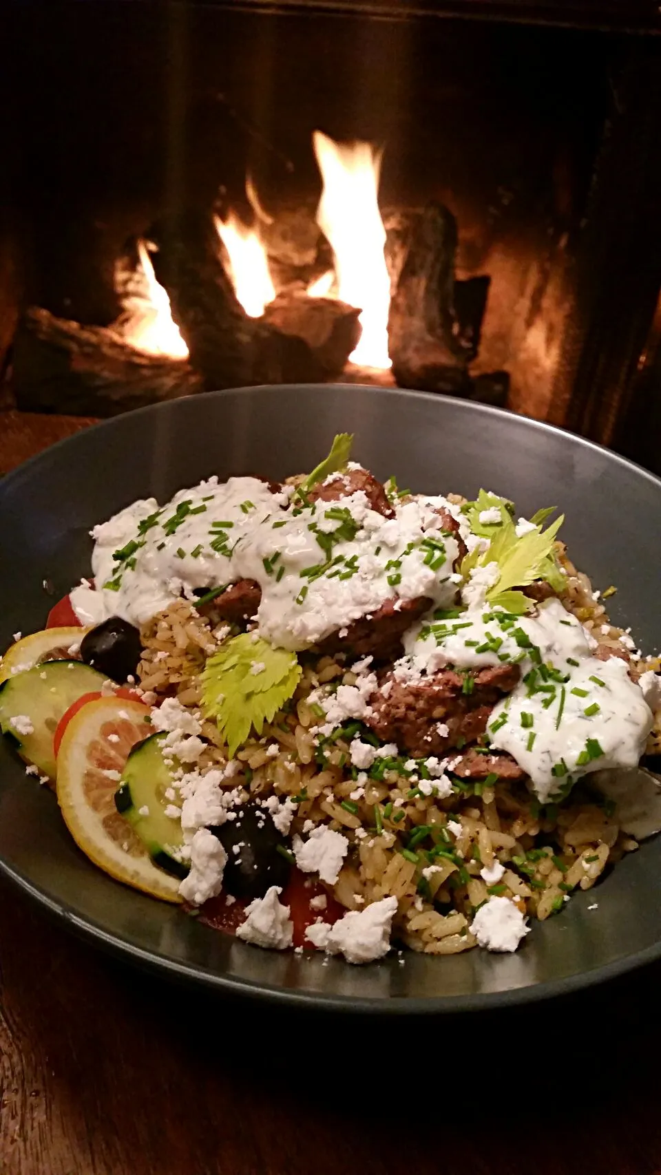 Greek lamb meatball, lemon rice, tzatziki|Jenn Strangeさん