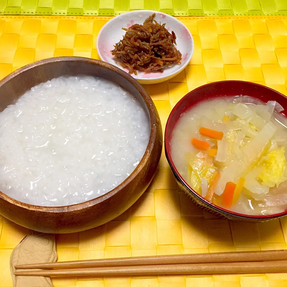 いかなごのくぎ煮とお粥さん、野菜たくさんの粕汁|舐め子さん