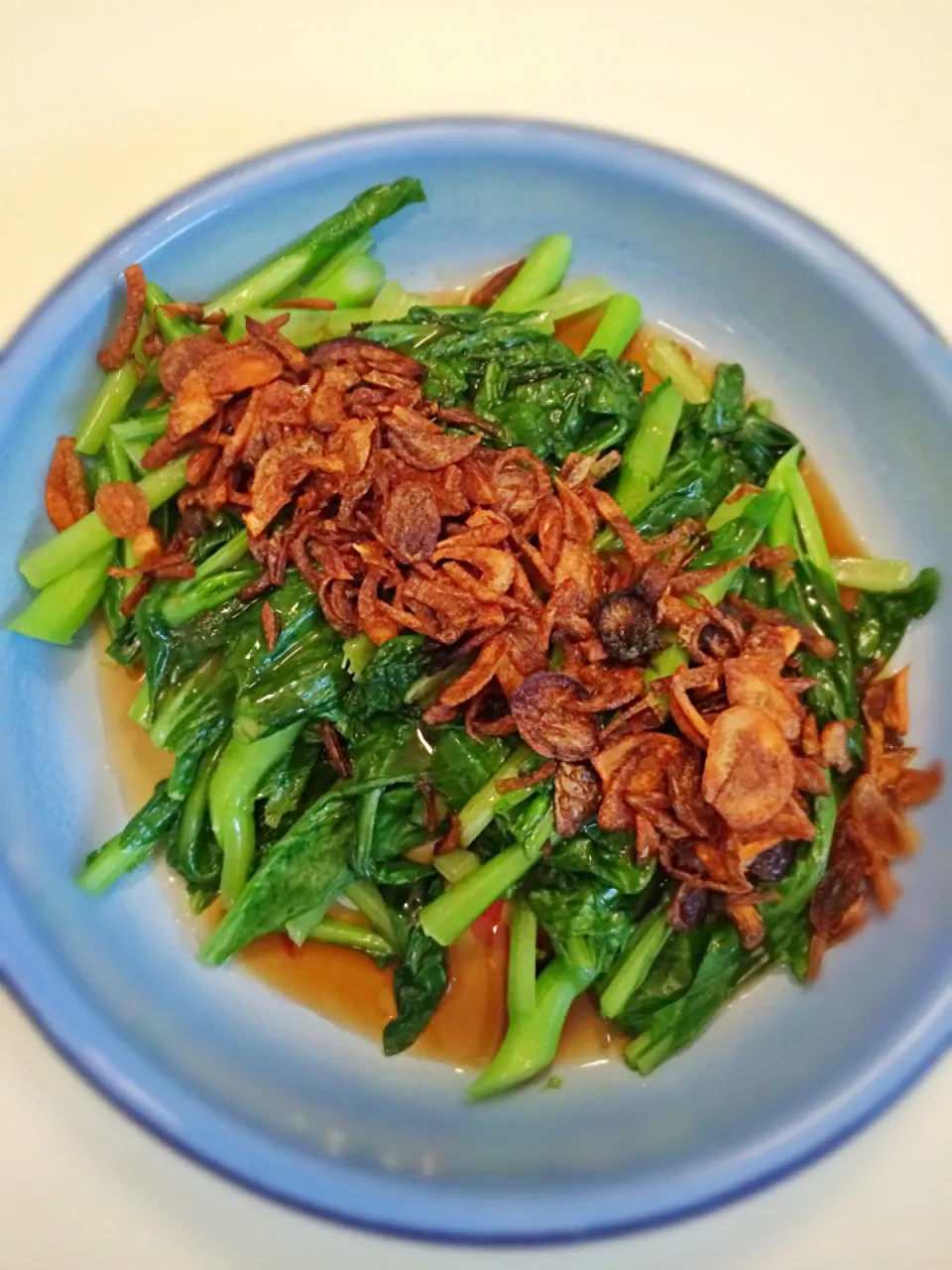 Choy sum with oyster sauce and crispy shallots|12Dragonさん