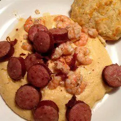 A Great Breakfast 🍳 🌞 🍳 I Cooked Shrimp & Andouille Sausage Over Grits with Cheddar Biscuits #Breakfast/Brunch #Seafood #Pork #Bread 😆 #Main dish ❤ ❤ ❤|Alisha GodsglamGirl Matthewsさん