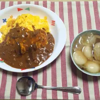 残ったハヤシライスでフワフワデミオムライス♥︎もちもち餃子スープつき|Yumi Murataさん