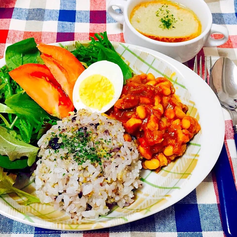 豆カレー＆オニオングラタンスープ|shiooriさん