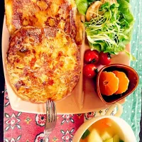 Snapdishの料理写真:朝ごはん フレンチトーストとコンソメスープ|aki80sさん