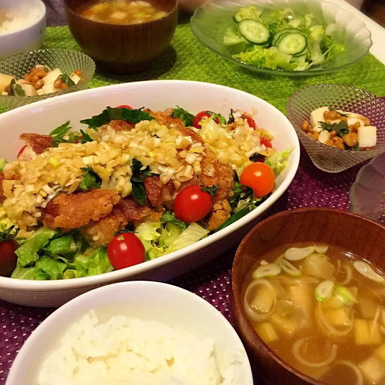 今夜の夕食、鳥モモ肉の香味ソース(生姜、ネギ、セロリ、甘酢)|mintさん