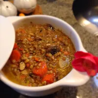 Beef, barley and shiitake stew