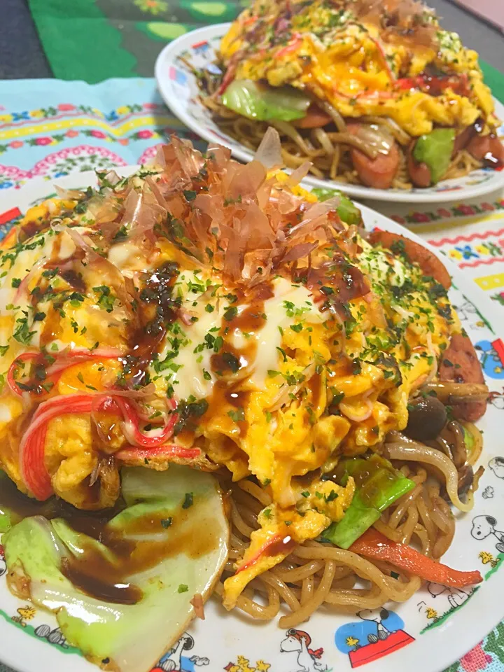 🍳オム焼きそば🍳|がぁがさん