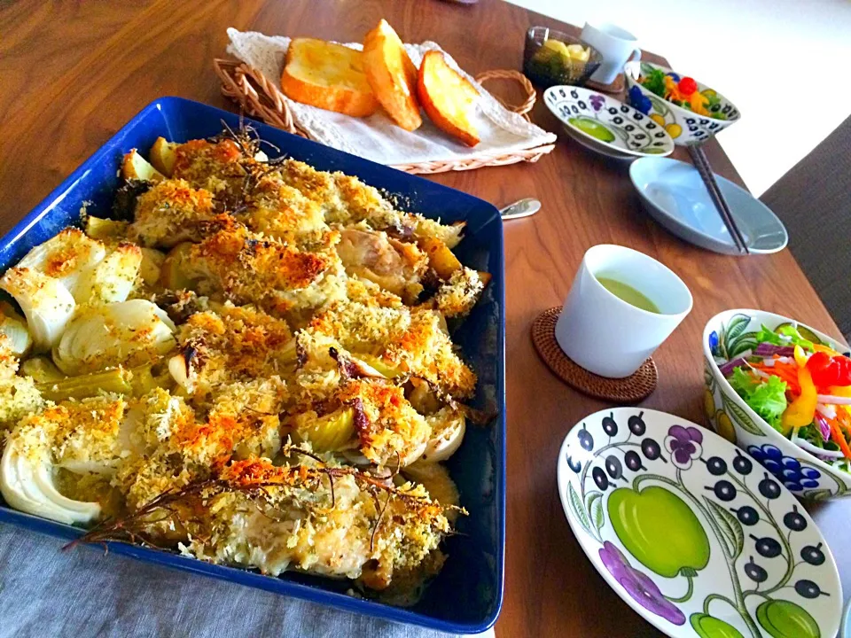 鶏の香草チーズパン粉焼き|こんぶさん