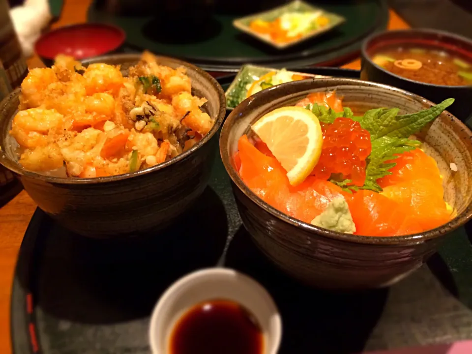 千力のかき揚げ丼とサーモン丼|Harusanさん