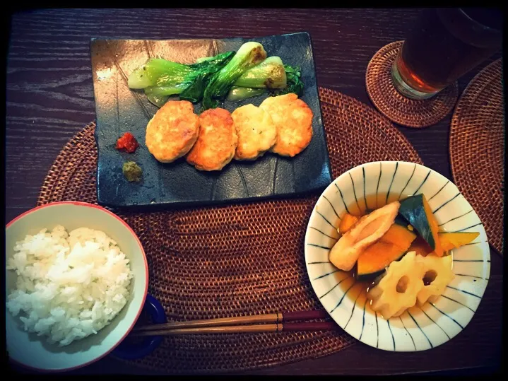 鶏肉とれんこんのつみれ揚げ、かぼちゃ煮おでん仕立て|ゆかぴさん