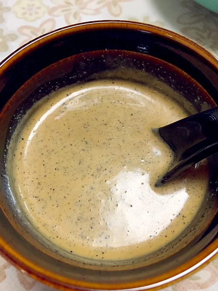 Black sesame, soy milk and soy sauce dressing|YDKOさん