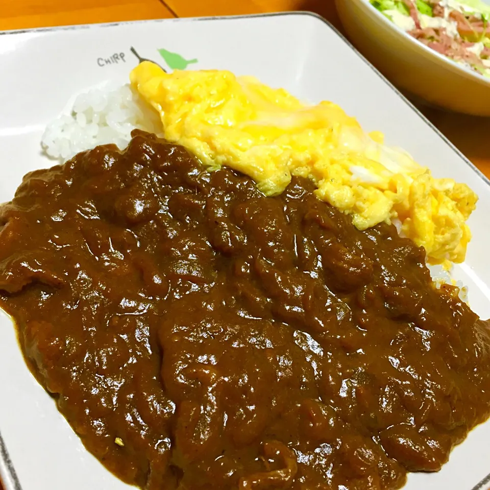 2日目のラムカレー ふわふわオムレツトッピング|カウンター嬢さん