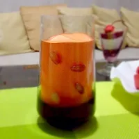 Orange juice with lemon flavored gelatine stips|Cjamorさん