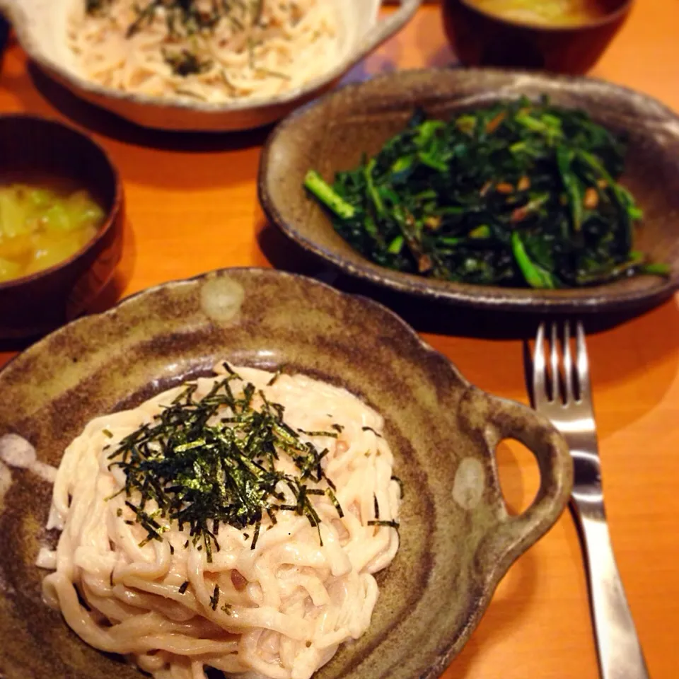 今日の夜ご飯  2014.02.21.＊明太クリームうどん生パスタ風|あいこ ⁎ˇ◡ˇ⁎さん