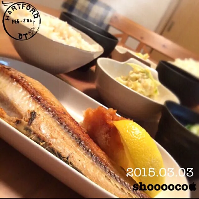 Snapdishの料理写真:【ほっけが何かよくわからない(ી(΄◞ิ౪◟ิ‵)ʃ) 】お魚です。ほっけの塩焼き他。|shoooocoさん