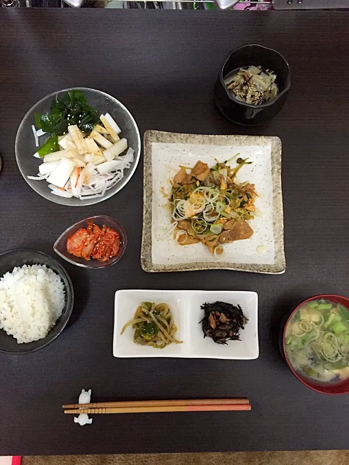 豚バラ味噌マヨ炒め定食|たまごんさん