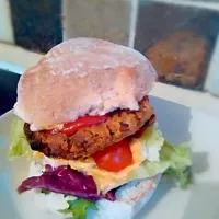 Snapdishの料理写真:#Gluten-free  #Dairy-free  #vegan #burger #houmous #bread #yum|Bexさん