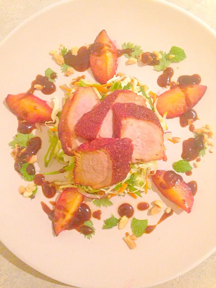 Roasted Duck Breast, Plums + Coleslaw with Palm Sugar and Lime Dressing|Chrisy Hillさん