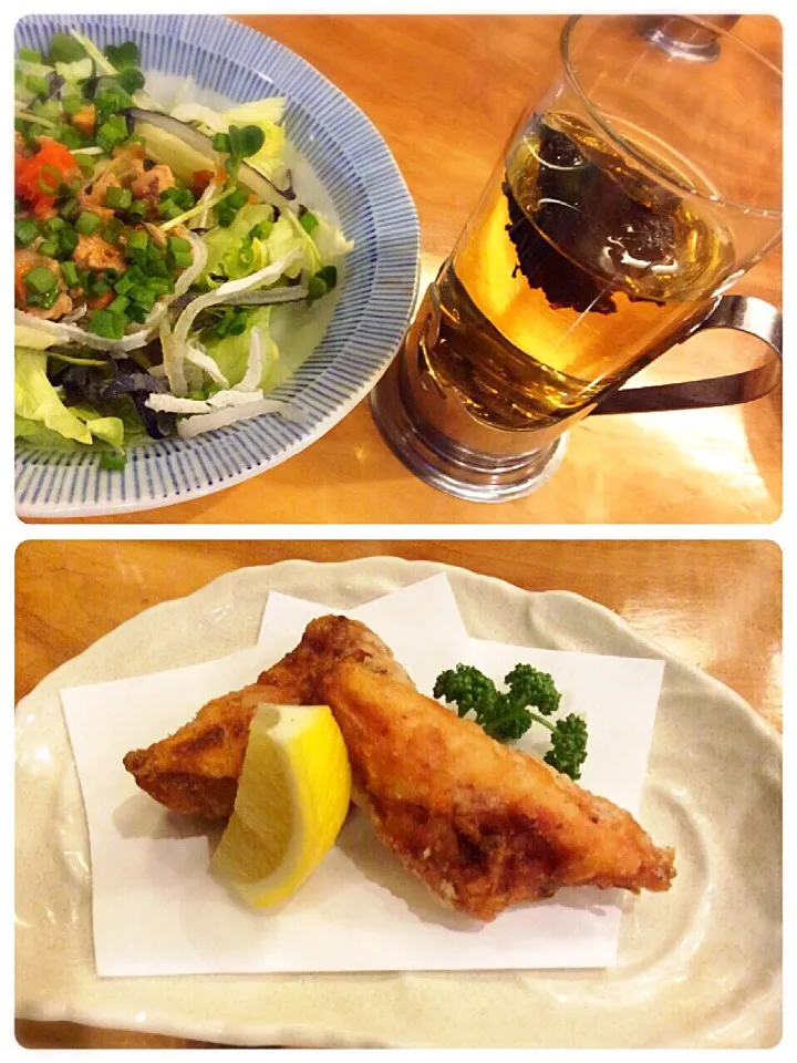 Snapdishの料理写真:ひれ酒、ふぐのから揚げ 2015.3.2|キラ姫さん