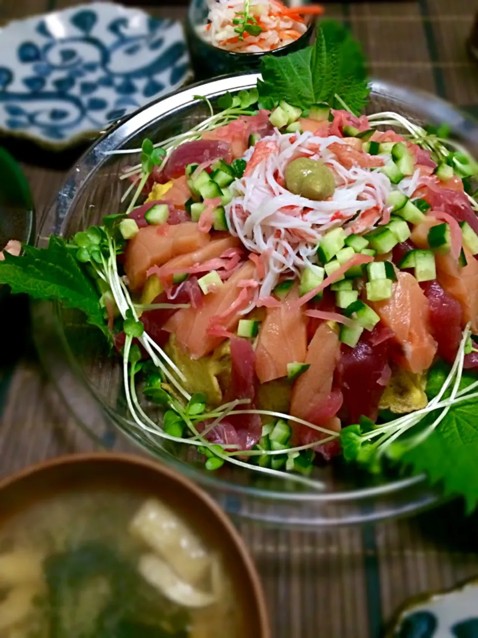 ❤︎桃の節句で簡単お寿司ケーキ❤︎ Sushi cake tuna,salmon,crab,egg|botanさん