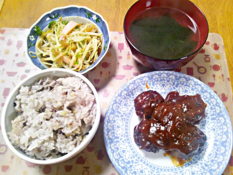 ３月１日 肉団子 もやしとハムとザーサイの中華サラダ わかめスープ|いもこ。さん