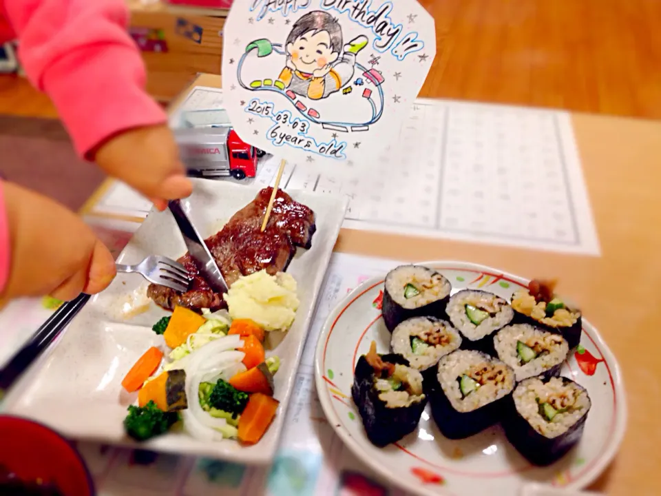 Snapdishの料理写真:お誕生日晩ご飯🍖|かわちさん