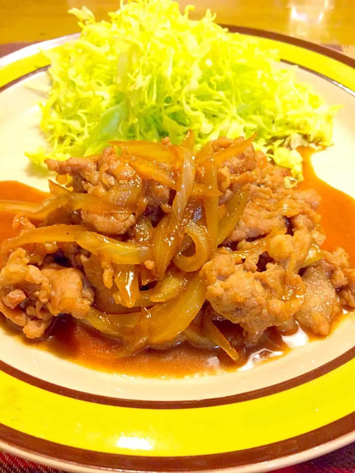 豚のしょうが焼きで夕食🍚|かずみさん