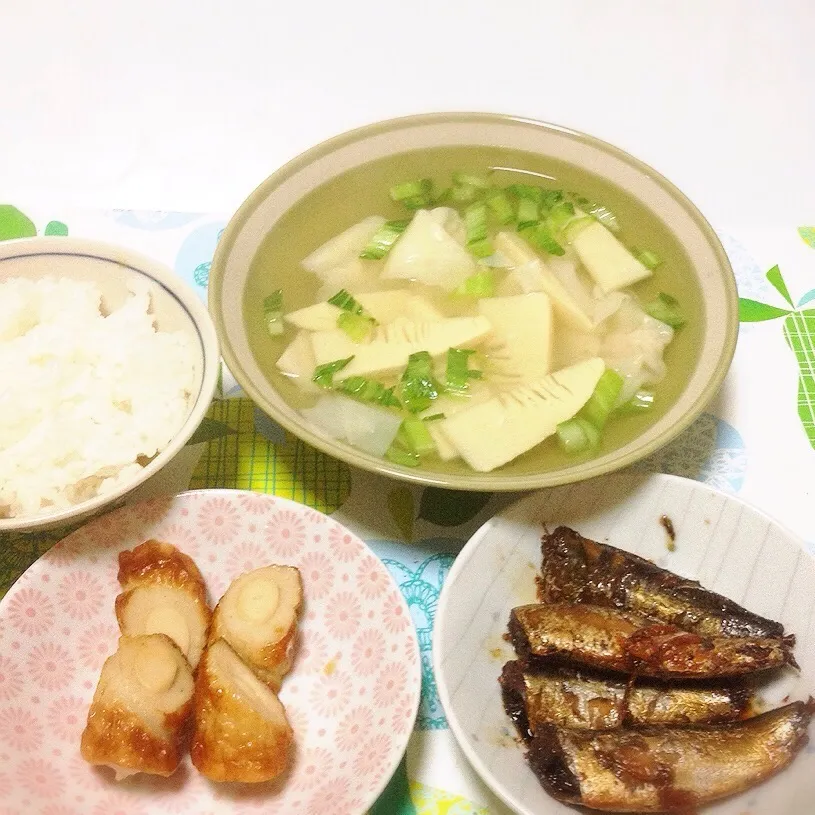 ワンタンスープ・鰯の煮付け・竹輪煮物|美也子さん