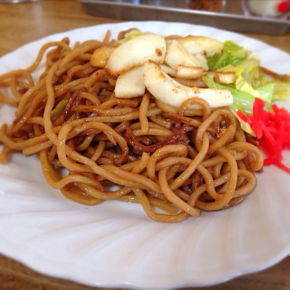 昼ごはん イカ焼きそば|ぽんたさん