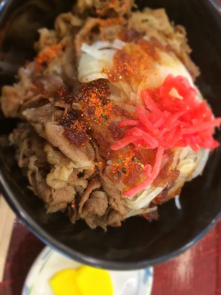 Snapdishの料理写真:淡路の玉ねぎのせ牛丼♩|AyanoTanakaさん