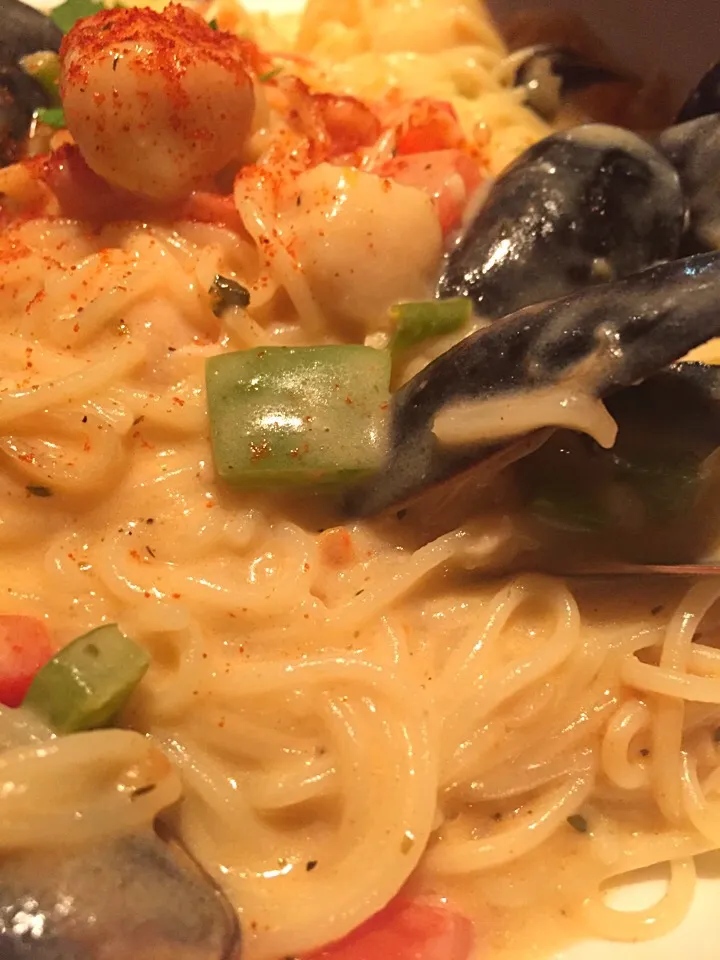 ~ Angel hair seafood pasta|Luna_Abm 💋さん