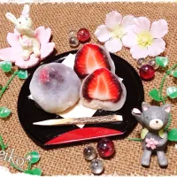 超簡単✨レンチン白玉粉で うまうますぎるイチゴ大福🍓