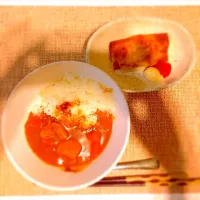 和風根菜カレーとベーコンとキャベツの春巻き|なつきさん