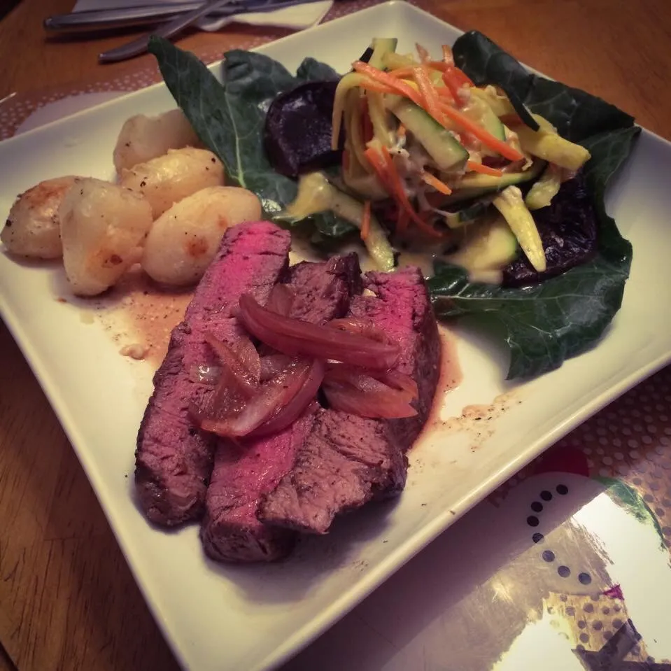 Tourne potatoes, tenderloin and a crisp cabbage salad|chef_MelissaWさん