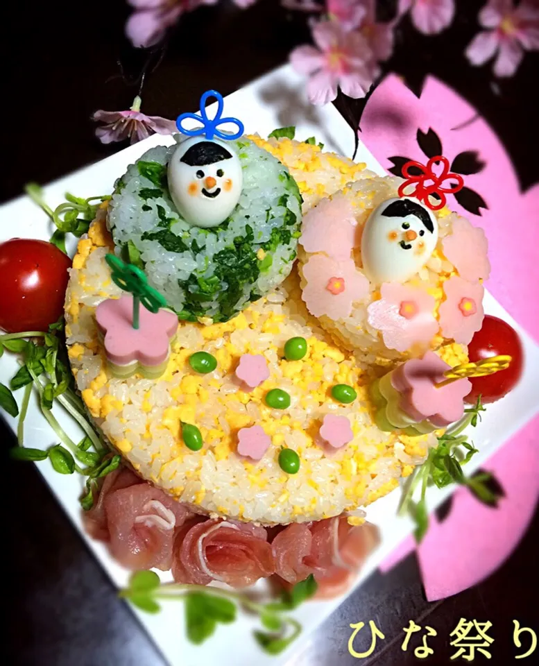 ひな祭り♪寿司風ケーキ♪見えないけど子供の好きな三色ご飯で3段のご飯にしました〜#ひな祭り#ケーキ寿司|Bちゃんさん