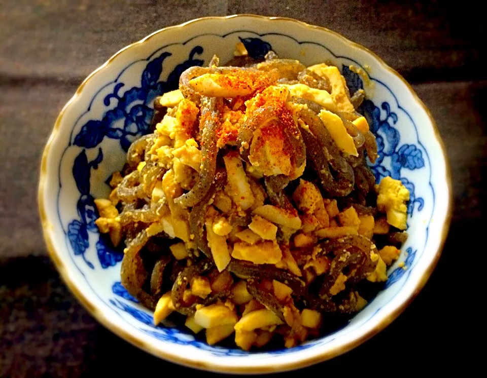 Yumiちゃんの料理 糸コンニャクとゆで玉子の炒め煮♪リピリピ(⑅˃◡˂⑅)💕|ぷっくりんこ💙さん