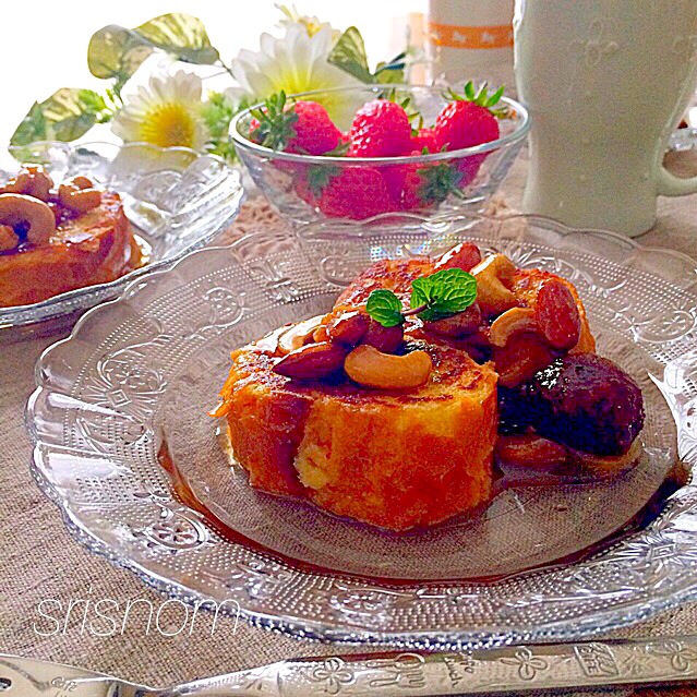 木の実のハチミツ漬け♡でフレンチトースト