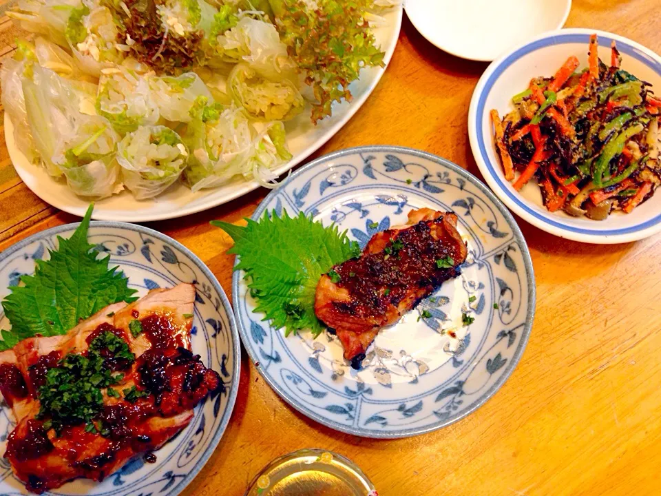 生春巻き 咲さんのん  とりももの醤油麹焼き|まりまりさん