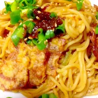 焼きそば麺で焼き味噌ラーメン🍜鯛味噌で🐟