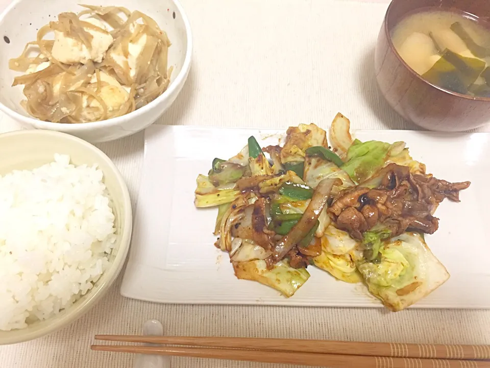 回鍋肉ときんぴら豆腐|りんさん