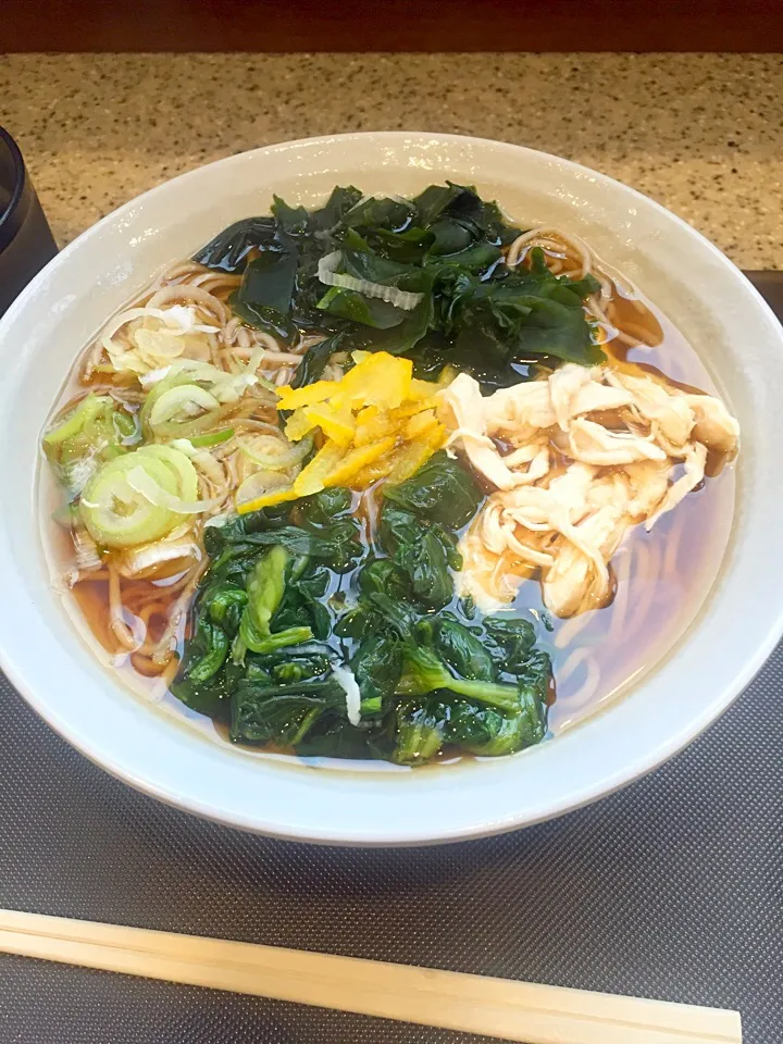 Steamed chicken and spinach I soba|Kumigarさん