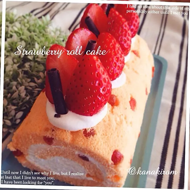 ピロさんの料理 🍓🍒苺とチェリーコンポートの米粉ロールケーキ  ロールケーキ祭り♪Rice flour roll cake strawberry and cherry compote|おかなさん