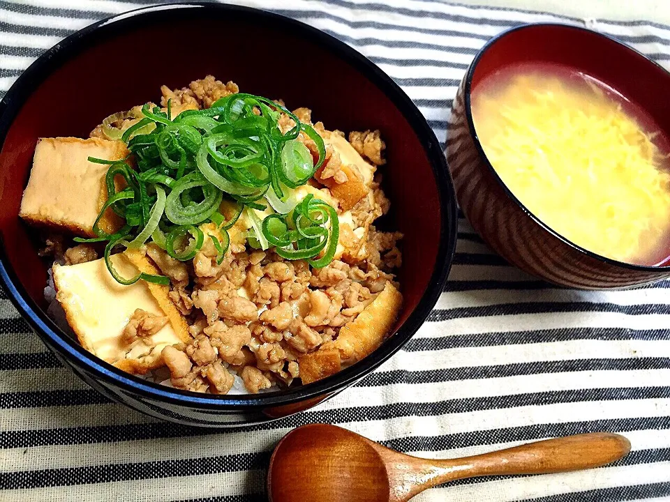 挽肉と厚揚げの中華丼|うかちゃおんさん