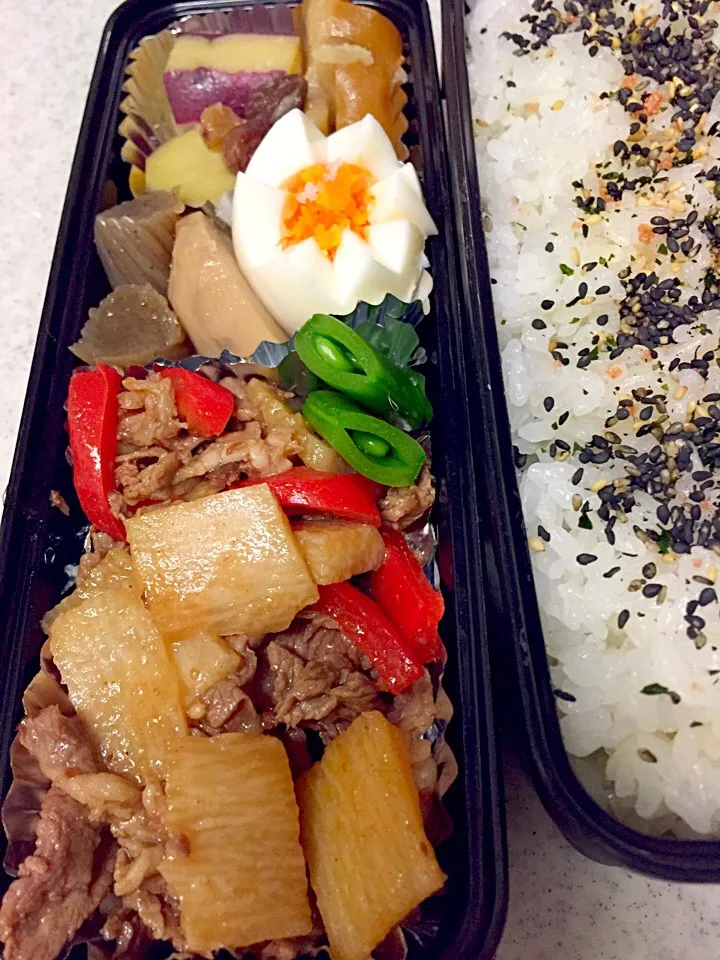 牛肉と山芋の甘辛煮弁当|asayanさん