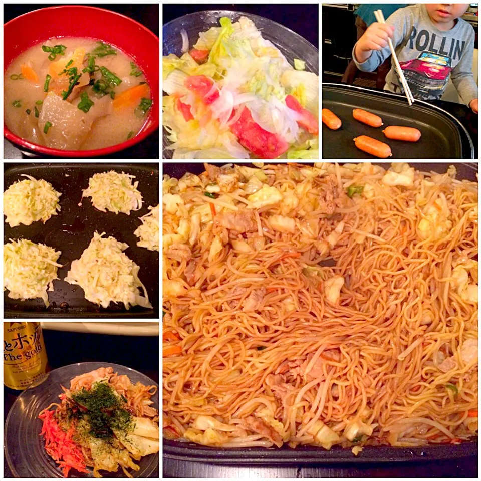 Snapdishの料理写真:Today's Dinner🍴Fried Noodles&Cabbage pancake♨️お好み焼き&焼きそば〜ん|🌈Ami🍻さん