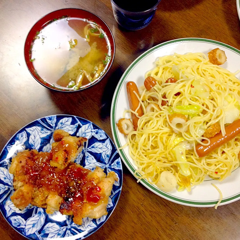 パスタとパリッとした鶏肉|リス！さん