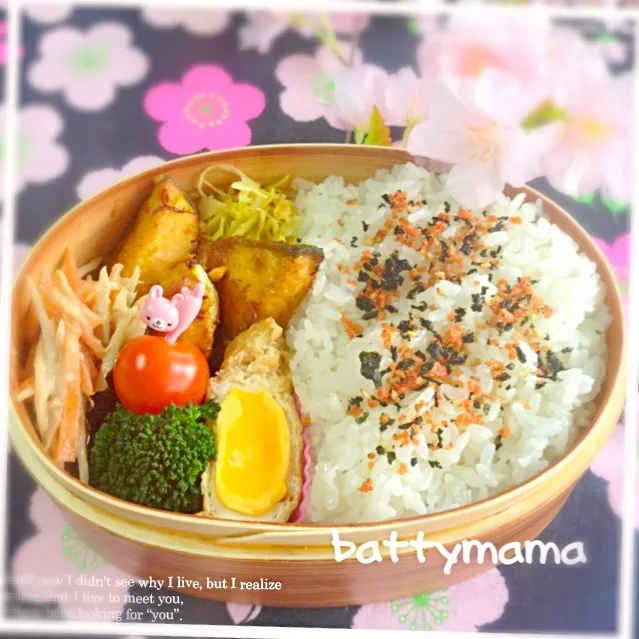 ごぼうのみそマヨサラダと塩鮭&キャベツカレー風味弁当〜♡battymamaの節約しても美味しいお弁当♡|ばってぃーまま＠♪さん